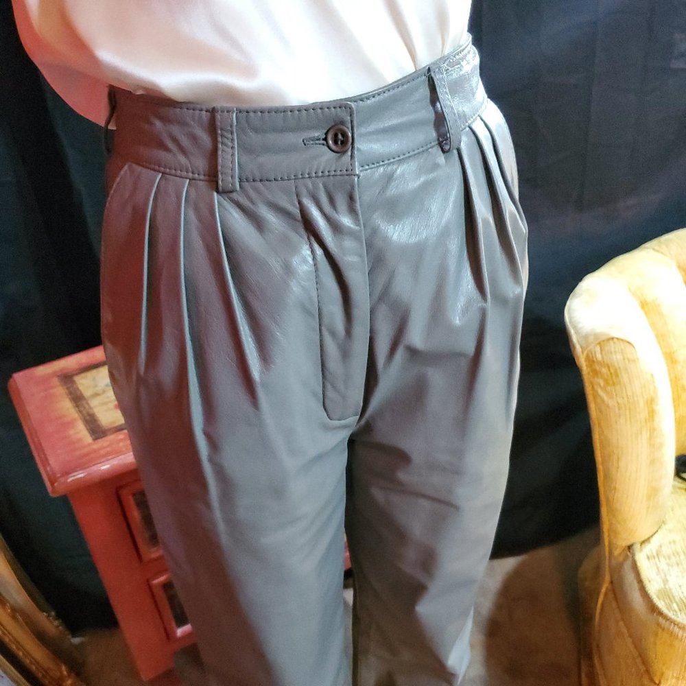 Gray leather Siena NY pants